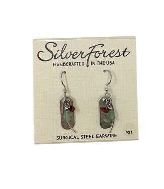 SILVER FOREST Soft Rectangle & Wisp with Beads Earrings