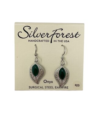 SILVER FOREST Airy Leaf with Stone Earrings