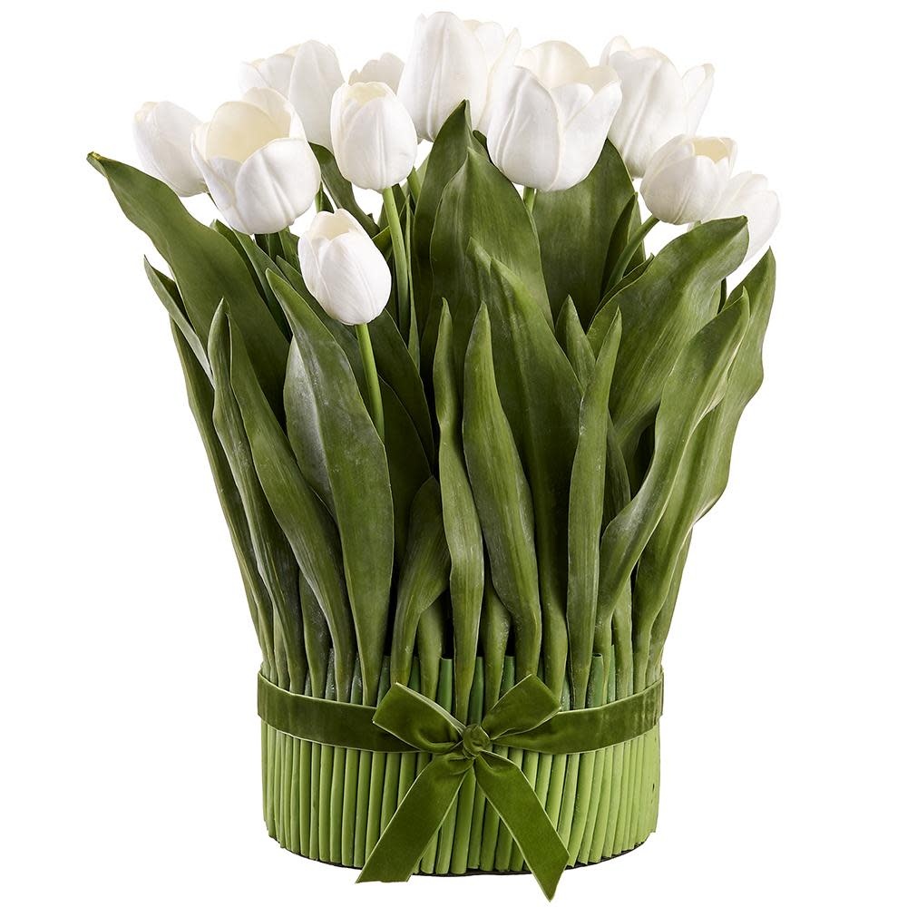 18.5 Inch Tulip Standing Bouquet - White - Amber Marie and Company