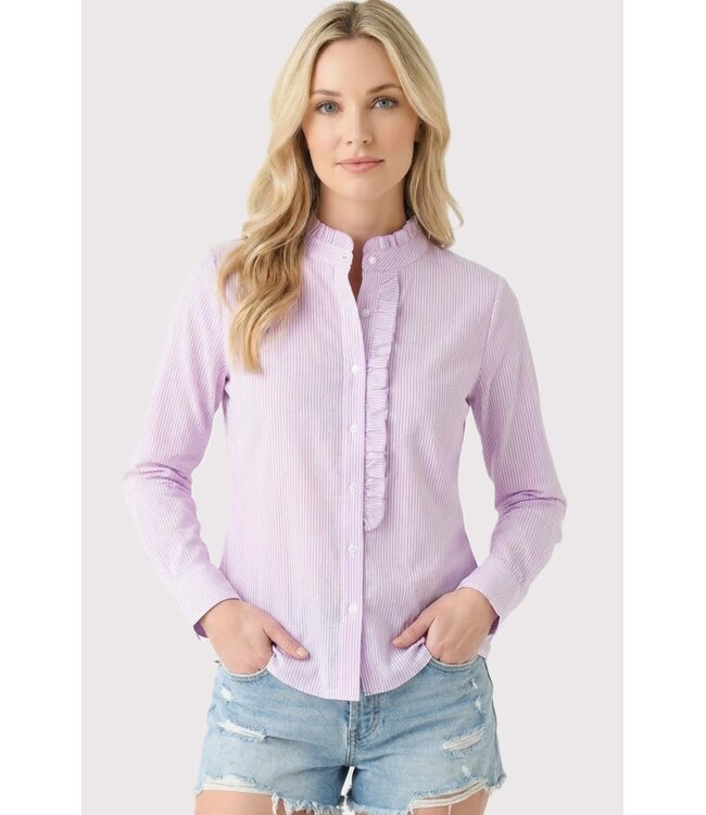 Madison Frill Neck Pinstriped Shirt
