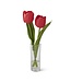 8.5 Inch Real Touch Double Tulip Premade in Glass Vase w/Faux
