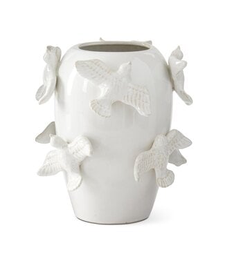 12 Inch White Ceramic 8 3D Bird Vase