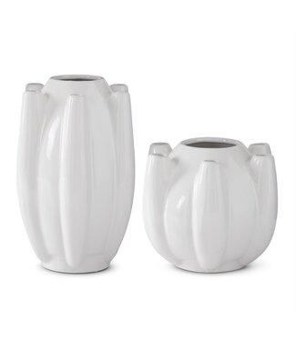 White Stoneware 7 Openings Tulipiere Vases - Sold Individually