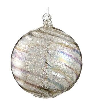 4.75” Mercury Glass Ball Ornament Silver Iridescent
