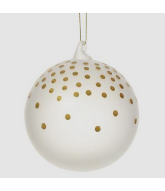 4.75" Glass Dots Ball Ornament - Frosted Gold