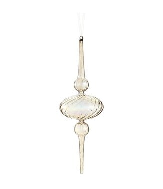 15” Glass Finial Ornament Gray Iridescent