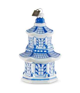 4.25" Pagoda Ornament - Blue