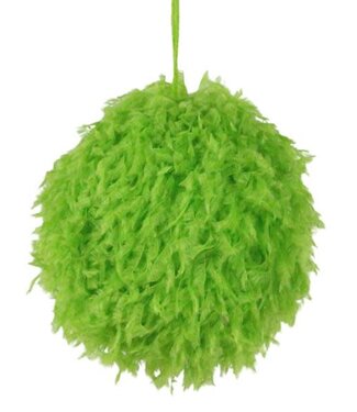 5" Furry Fabric Ball Ornament Lime Green