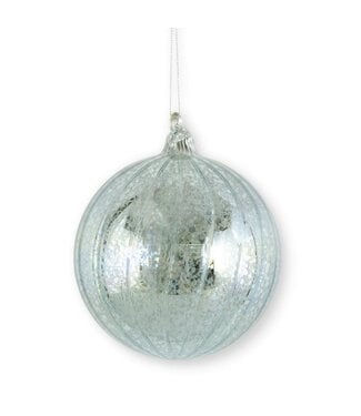4.75 Inch Light Blue Ribbed Mercury Glass Round