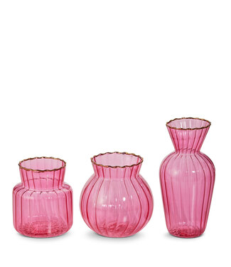 Pink Ribbed Vase - Sold Individually