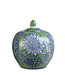 8.5" Green and Blue Floral Pattern Jar