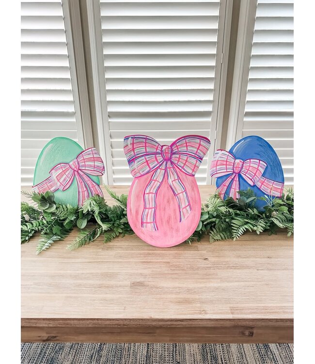 THE ROUND TOP COLLECTION Small Egg with Plaid Bow - Sold Individually