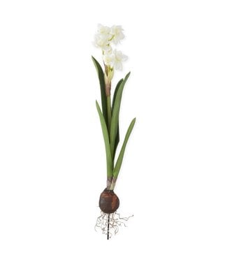 19.5 Inch White Real Touch Daffodil Bulb Pick