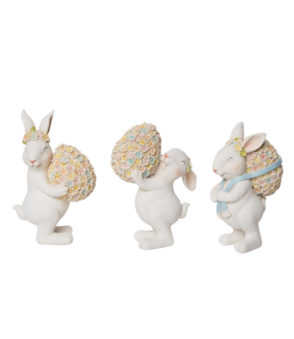 Res Floral Bunny & Egg Figurines - Sold Individually