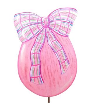 THE ROUND TOP COLLECTION Pink Egg With Plaid Bow Yard