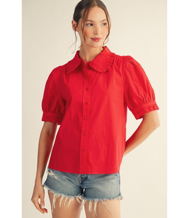 Zoe Peter Pan Collard Button Down Top