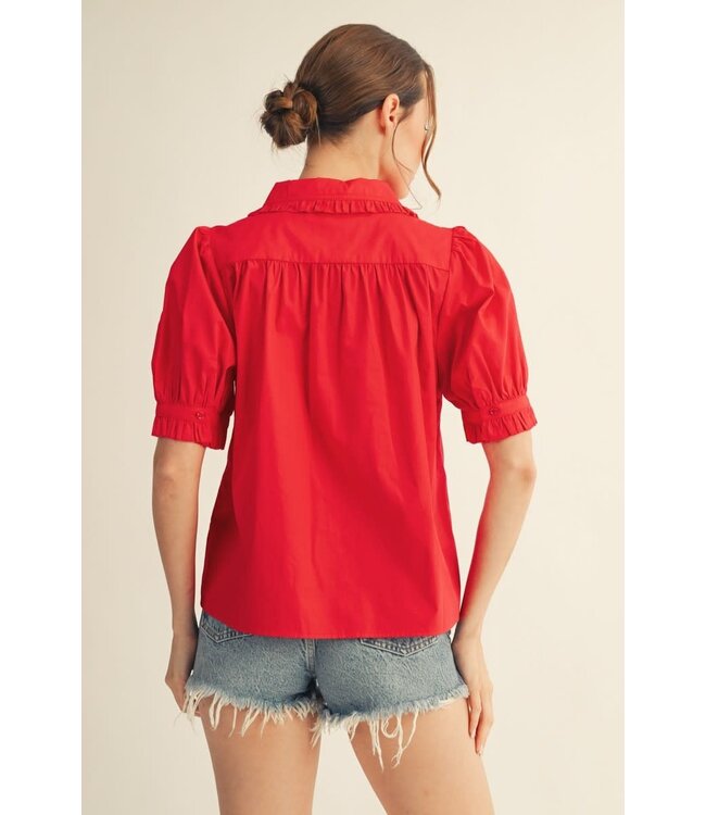 Zoe Peter Pan Collard Button Down Top