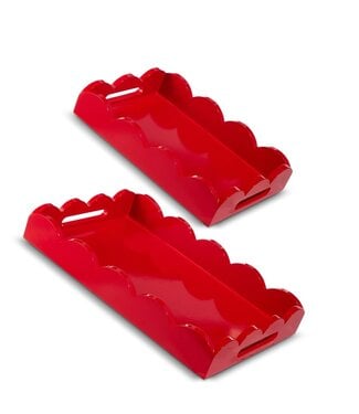 Red Scalloped Trays - Sold Individually
