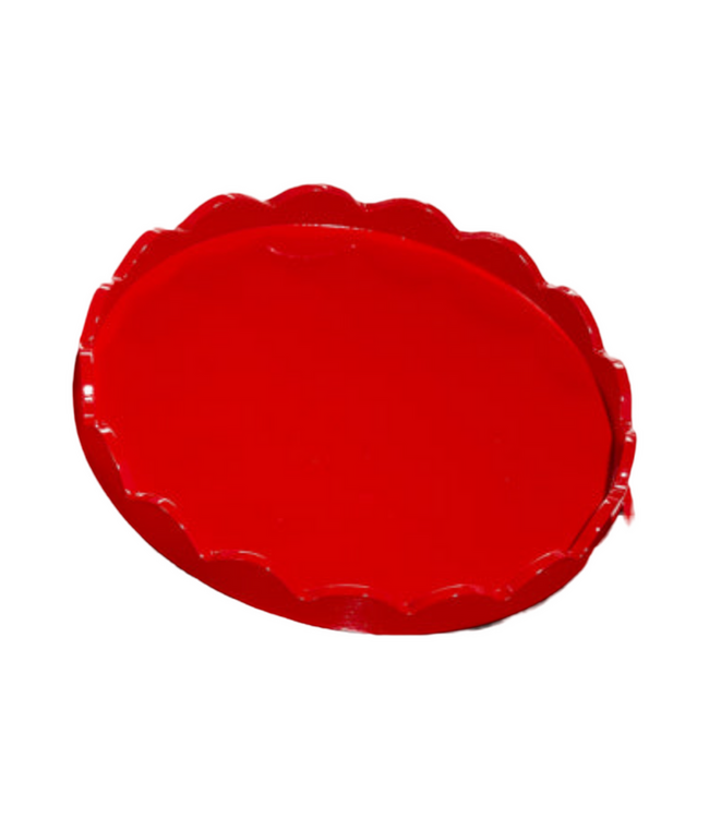 Round Red Scalloped Tray - Sold Individually