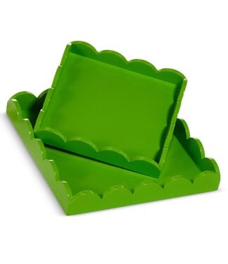 Green Scalloped Trays - Sold Individually