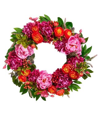 24" Mixed Pink Floral Wreath