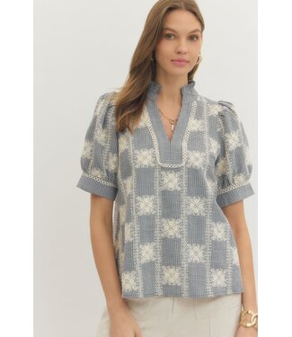 Amanda Gingham Puff Sleeve Top