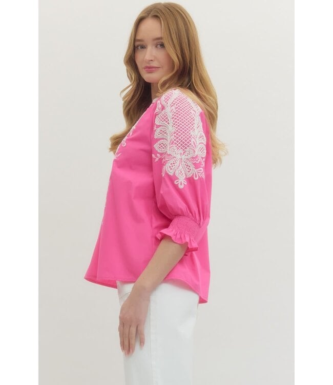 Madelyn Top Embroidered Puff Sleeves