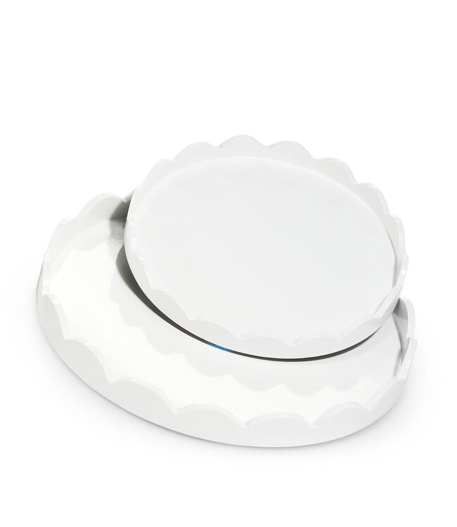 Round White Scallop Tray - Sold Individually