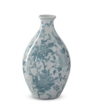 Teal & White Porcelain Chinoiserie Vase