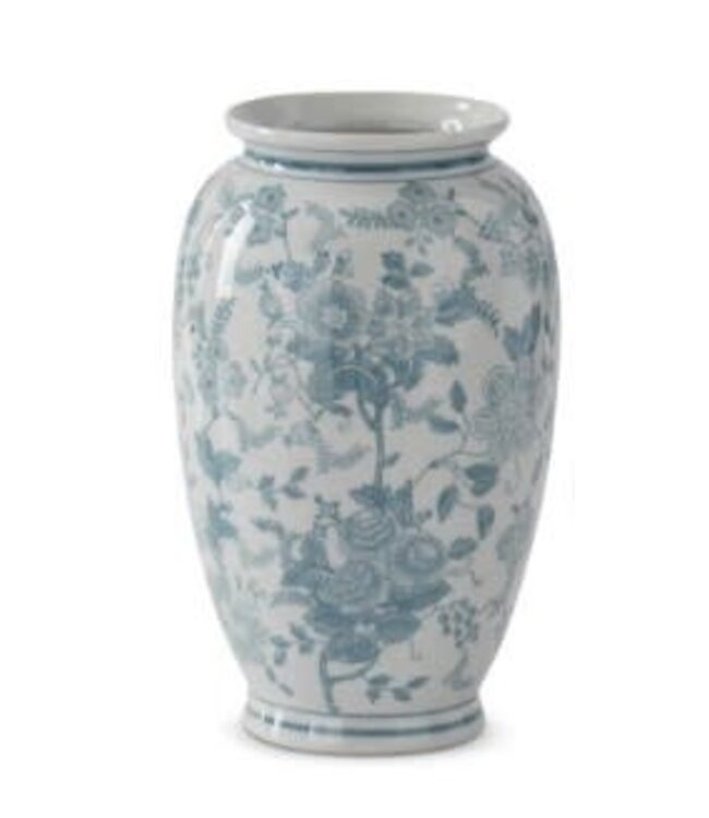 Teal & White Porcelain Chinoiserie Vase