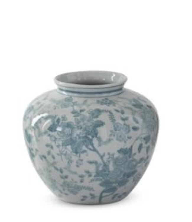 Teal & White Porcelain Chinoiserie Vase