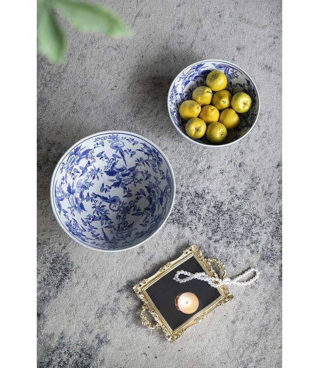 White and Blue Ceramic Bowl - Sold Individually