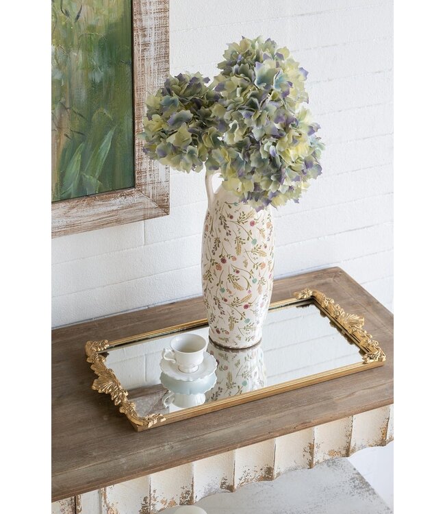Mirror Tray w/ Gold Frame & Intricate Floral