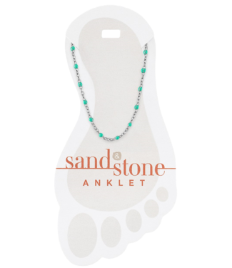Silver Petite Blue Beaded Chain Sand & Stone Anklet