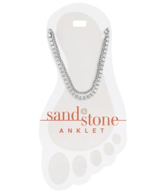 Silver Duo CZ and Box Chain Sand & Stone Anklet