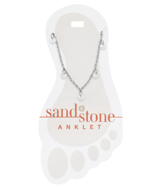 Silver Ball & CZ Dangle Sand & Stone Anklet