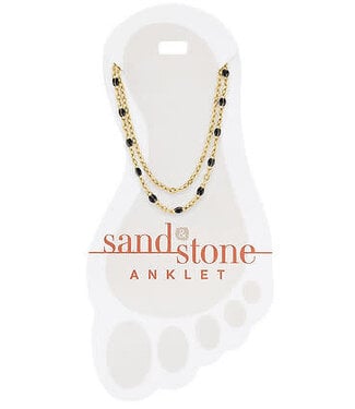 Gold Petite Black Beaded Duo Chain Sand & Stone Anklet
