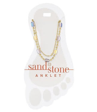 Gold Petite Ball and Multi Facet Sand & Stone Anklet