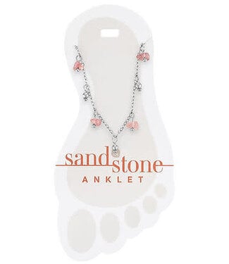 Silver Pink Natural Stone Dangle Sand & Stone Anklet