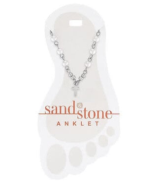 Silver Cross Dangle Sand & Stone Anklet