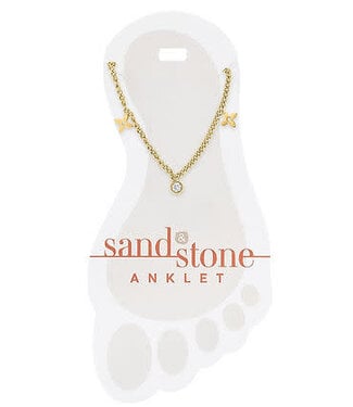Gold Clover Dangle Sand & Stone Anklet
