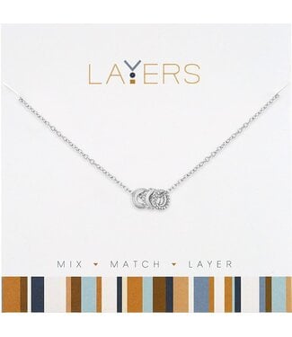 Silver Trio Charm Layers Necklace