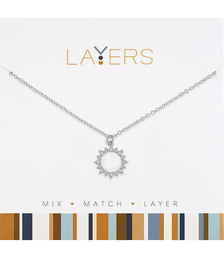 Silver Open Sun Layers Necklace