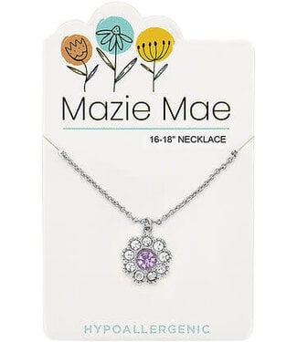 Silver Light Amethyst CZ Flower Mazie Mae Necklace