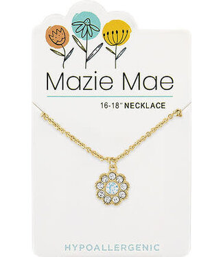 Gold White Opal CZ Flower Mazie Mae Necklace