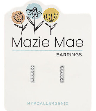 Silver CZ Bar Stud Mazie Mae Earring