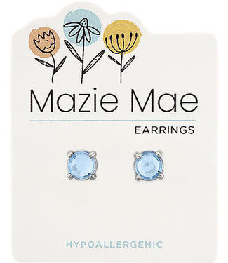 Silver Light Saphite Solitaire Stud Mazie Mae Earring