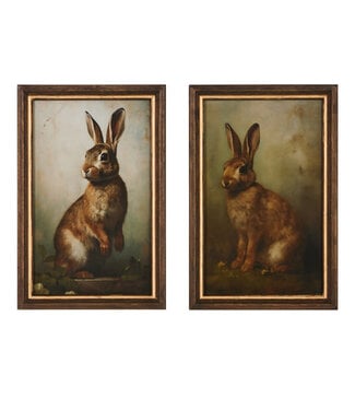 14” Vintage Rabbit Framed Wall Art - Sold Individually