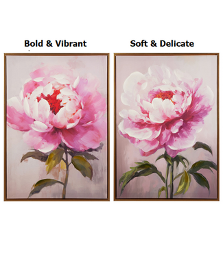 27.5” Pink Peony Framed Wall Art - Sold Individually