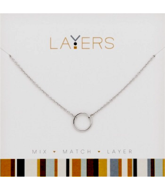 Silver Open Circle Layers Necklace